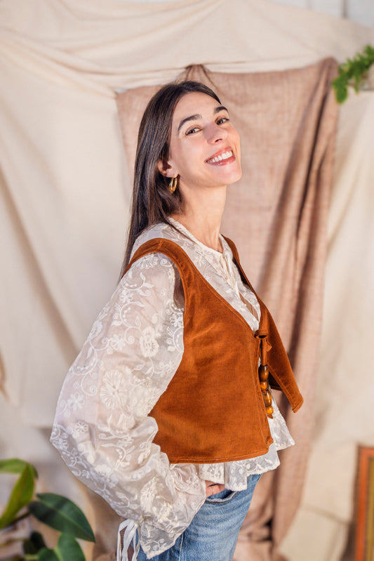 Colete Ina - Bombazine fina ferrugem